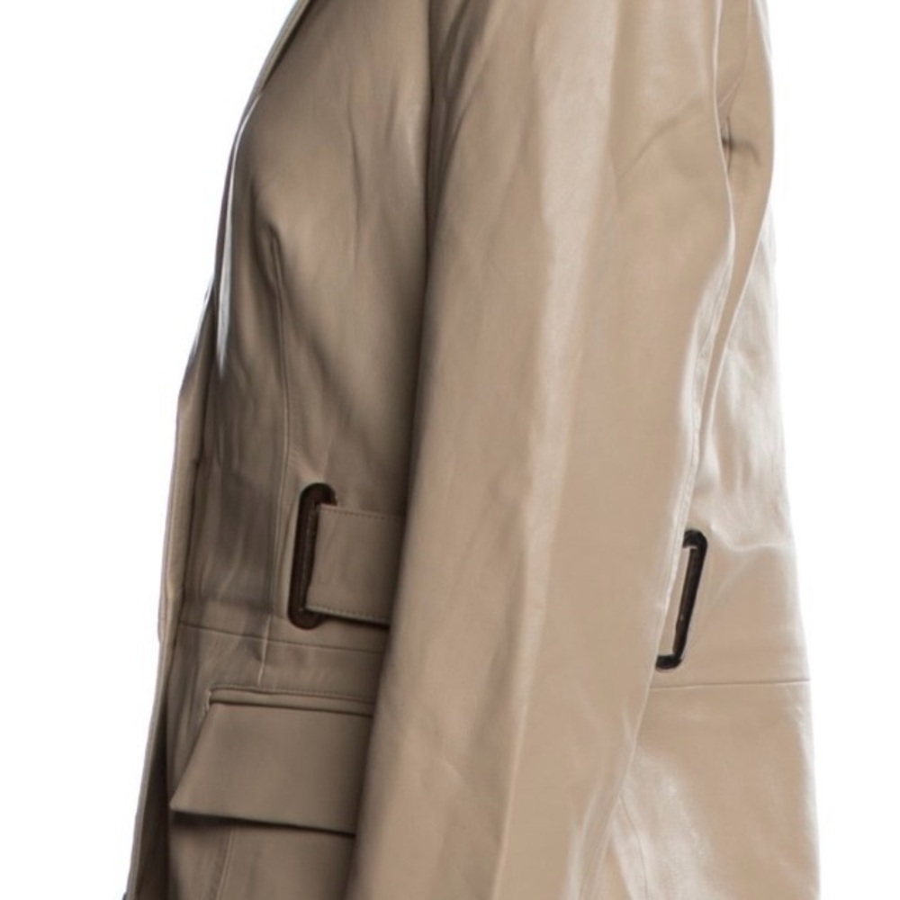 REMAIN Birger Christensen Authentic Camel/Beige/Tan Leather Blazer BNWT Size L - Picture 5 of 15